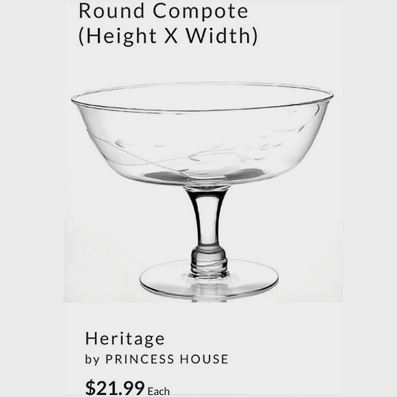 Princess House Dining Heritage 9 58 Etch Crystal Compote Footed
